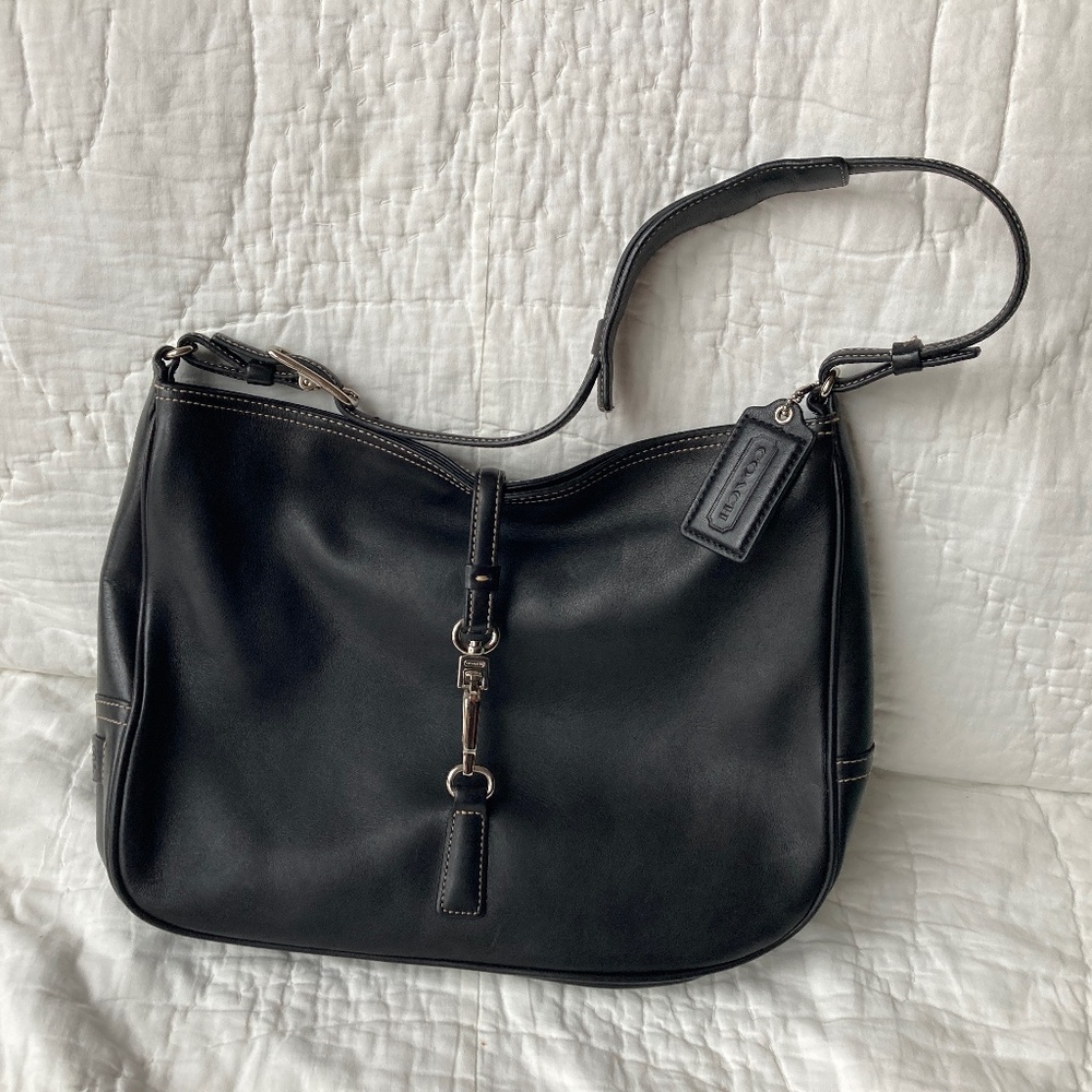 Classic Black Leather Coach Purse